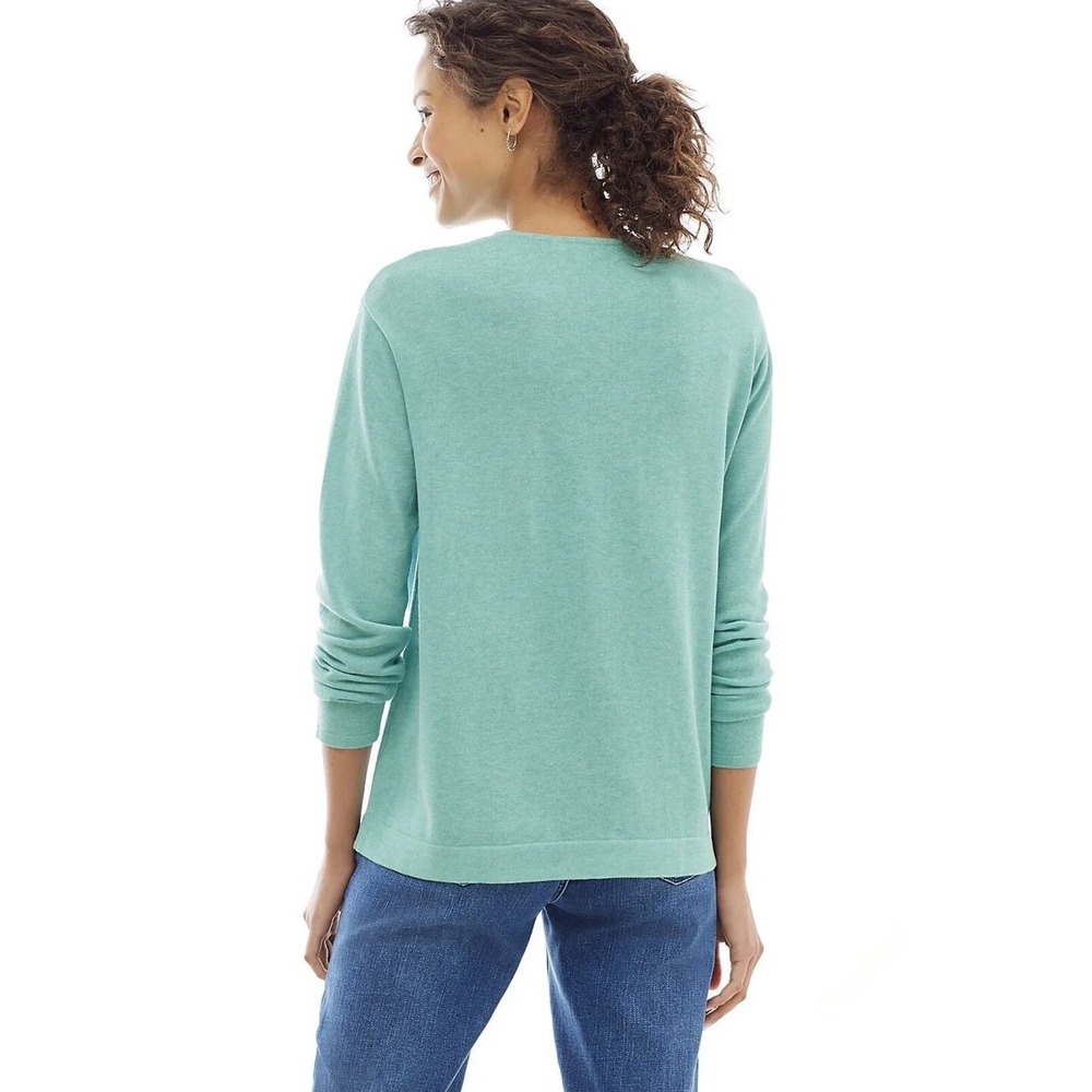 J. Jill NWT XSP Lace-Up Pullover Sweater Relaxed Fit Topaz Heather Teal - Picture 3 of 7